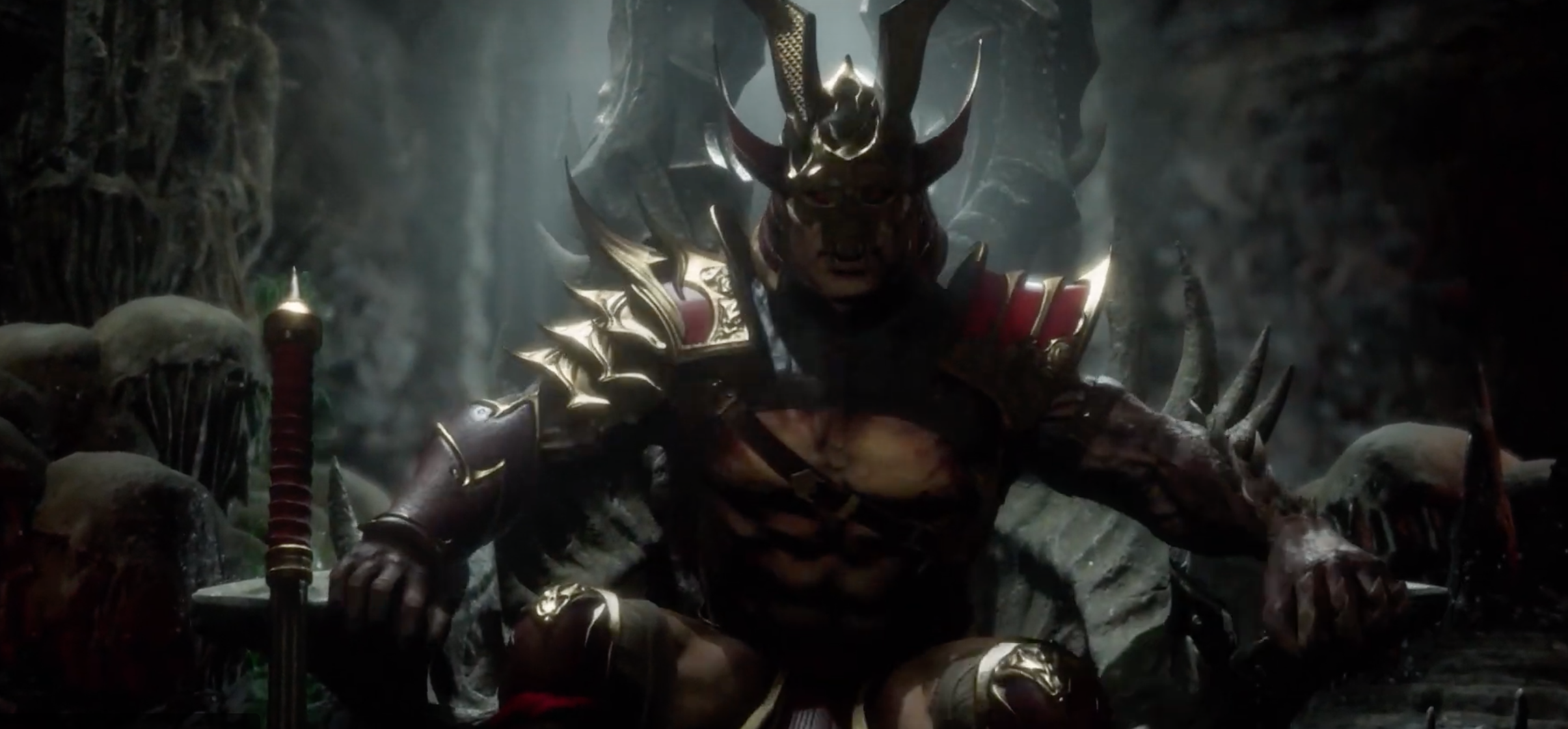 Le personnage de Mortal Kombat 11 Kotal Kahn en train de s'asseoir