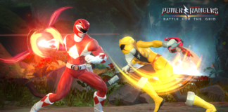 Deux power rangers, l'un rouge et l'autre jaune, se battant dans le jeu power rangers battle for the grid à l'occasion de la sortie de la version 1.1.2