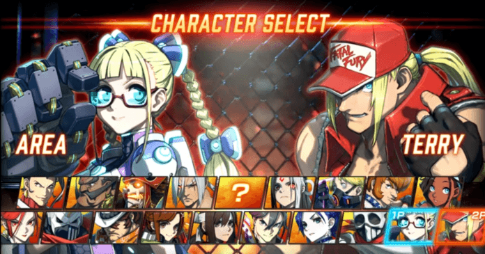 Les personnages Area et Terry de Fighting EX Layer dans le menu de sélection