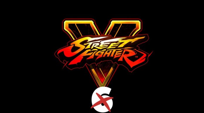 Le logo de Street Fighter V avec le chiffre 6 barré en dessous