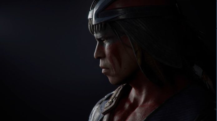 Le personnage de Mortal Kombat 11 Nightwolf fixant la gauche