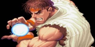 Ryu faisant un Hadoken dans l'introduction de Super Street Fighter II