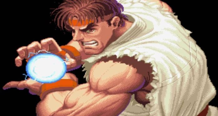 Ryu faisant un Hadoken dans l'introduction de Super Street Fighter II