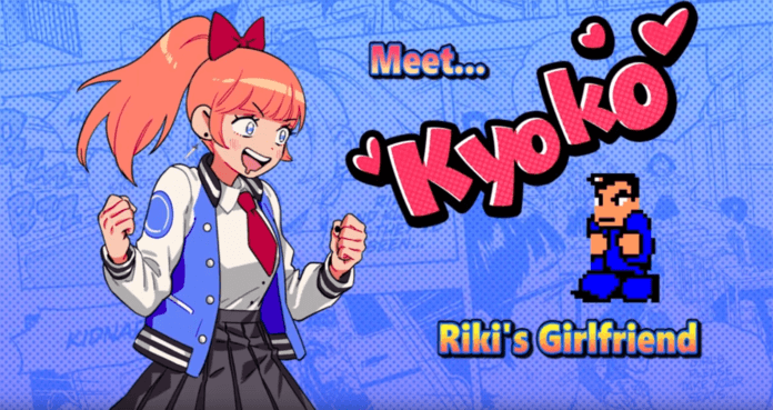 Kyoko, l'une des deux héroïnes de River City Girls qui bave devant l'image de son copain Riki