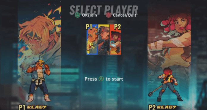 L'écran de sélection de personnages de Streets of Rage 4 sur la vidéo de gameplay de la PAX West