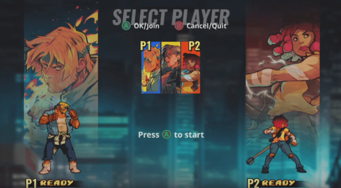 L'écran de sélection de personnages de Streets of Rage 4 sur la vidéo de gameplay de la PAX West