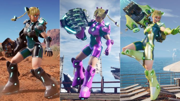 Trois costumes différents du personnage Area de Fighting EX Layer