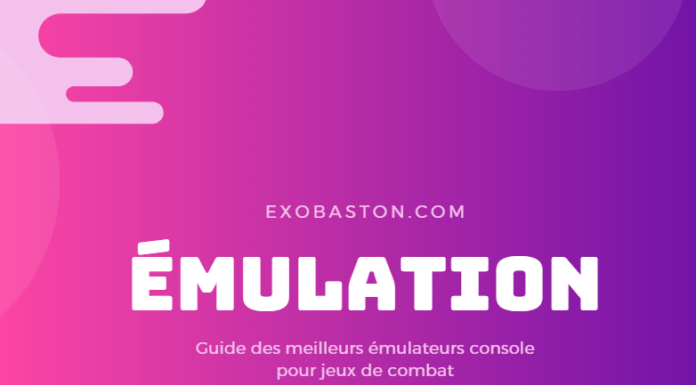 Visuel sur fond rose et violet du guide de l'émulation
