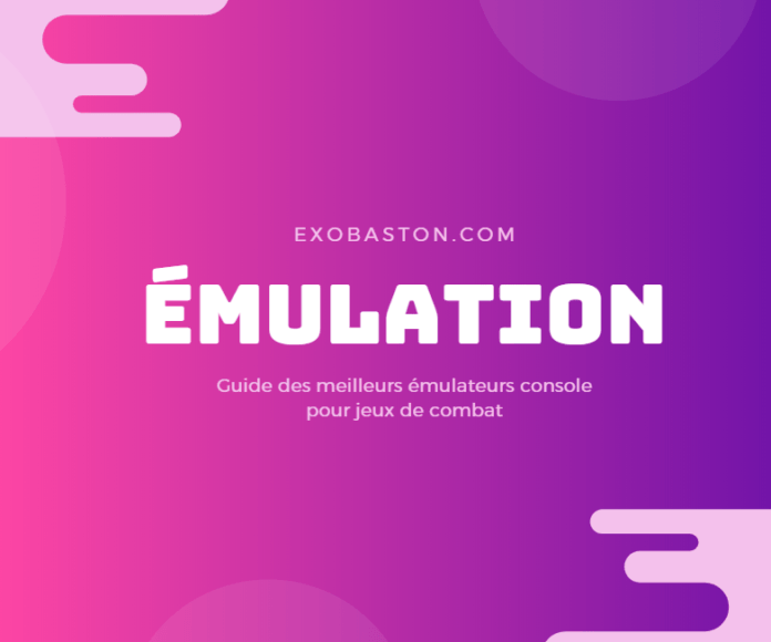 Visuel sur fond rose et violet du guide de l'émulation