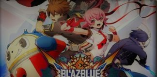 Le logo du jeu Blazblue cross tag battle avec les personnages additionnels