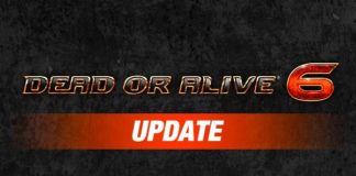 Le logo de Dead or Alive 6 sur fond noir suivi du mot update