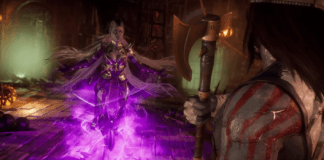 Le personnage en DLC Sindel dans sa bande-annonce sur Mortal Kombat 11