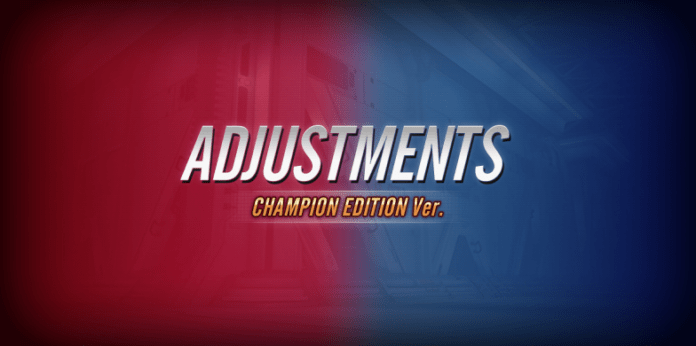 Le visuel officiel des notes de patch de la mise à jour Champion Edition pour Street Fighter V en rouge et bleu