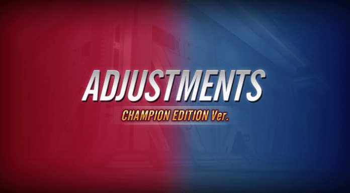 Le visuel officiel des notes de patch de la mise à jour Champion Edition pour Street Fighter V en rouge et bleu