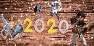 Le chiffre 2020 entourés des personnages de jeux de combat qui sortiront en 2020