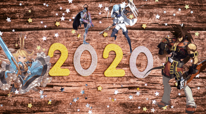 Le chiffre 2020 entourés des personnages de jeux de combat qui sortiront en 2020