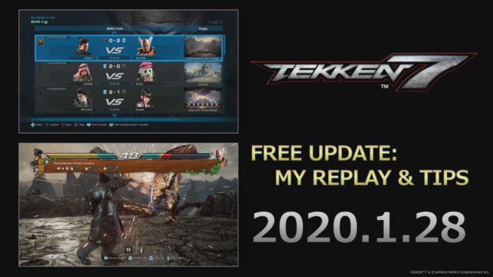 Image de Tekken 7 à l'EVO Japan 2020 présentant la future mise à jour du 28 janvier incluant la fonctionnalité My Replay & Tips