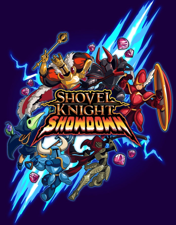 Le logo du jeu Shovel Knight Showdown avec les personnages à l'occasion du test