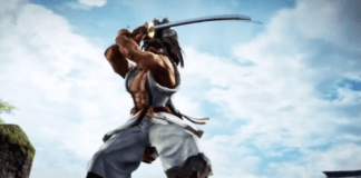 Le personnage de Samurai Shodown Haohmaru dans sa bande-annonce sur SoulCalibur VI levant son katana