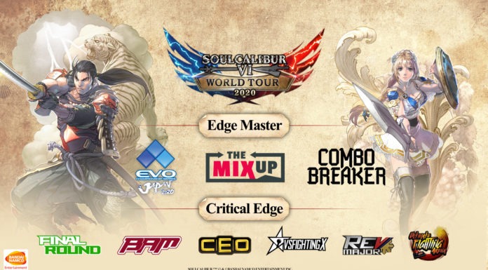 Illustration du SoulCalibur World Tour 2020 affichant les logos des différentes compétitions