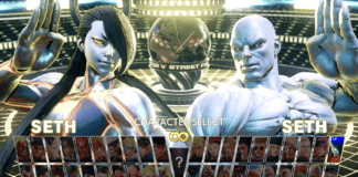 Deux costumes du personnage en DLC Seth dans l'écran de sélection des personnages de Street Fighter V: Champion Edition