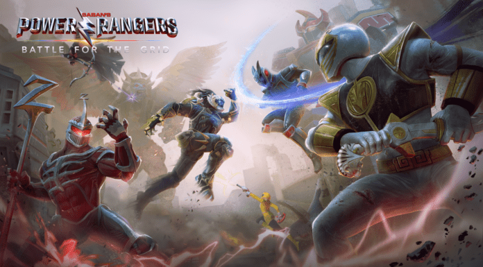 Le visuel de la version 2.0 de Power Rangers: Battle for the Grid avec 6 personnages qui s'affrontent