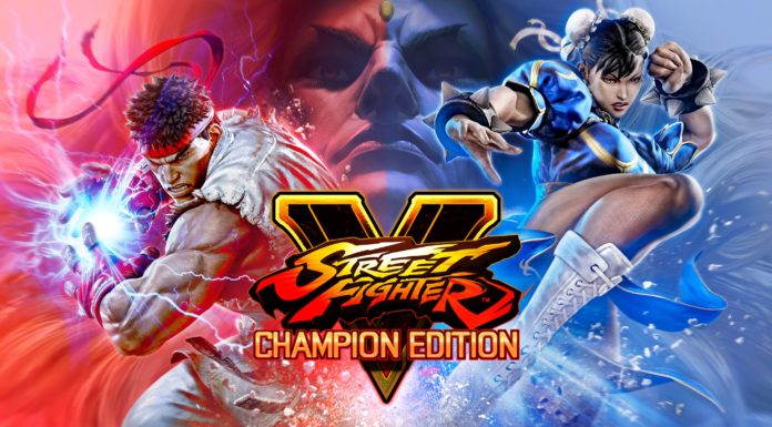 L'affiche de street fighter v: Champion Edition avec Ryu à gauche et CHun-Li à droite