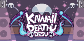 Le logo du jeu Kawaii Deathu Desu sur Nintendo Switch avec deux faux de chaque côté