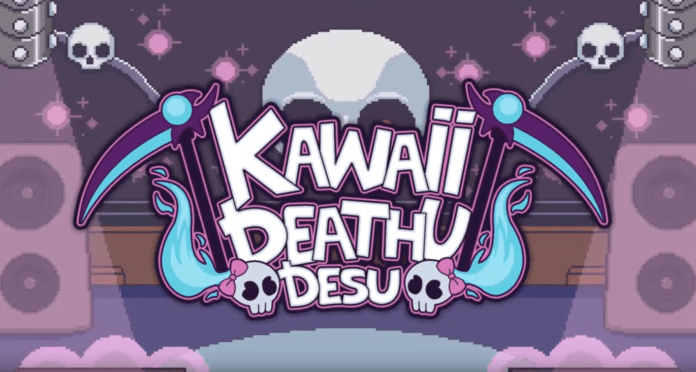 Le logo du jeu Kawaii Deathu Desu sur Nintendo Switch avec deux faux de chaque côté