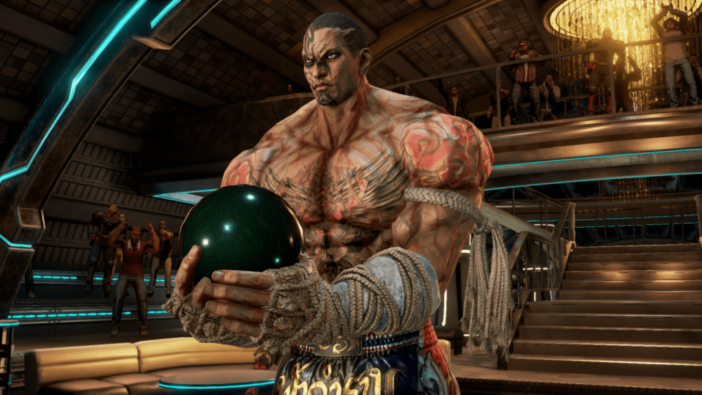 Le personnage de Tekken 7 Fahkumram portant une boule à deux mains lors de la sortie de la mise à jour 3.30