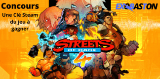 Le logo de Streets of Rage 4 avec la mention concours pour une clé sur steam