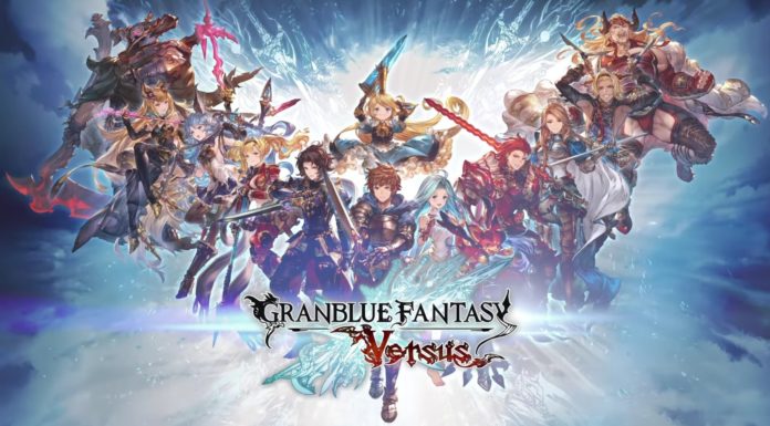 Le logo de Granblue Fantasy: Versus avec tous les personnages de base