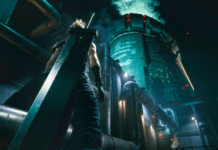 Le personnage de Final Fantasy VII Remake Cloud devant un réacteur Mako