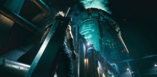 Le personnage de Final Fantasy VII Remake Cloud devant un réacteur Mako