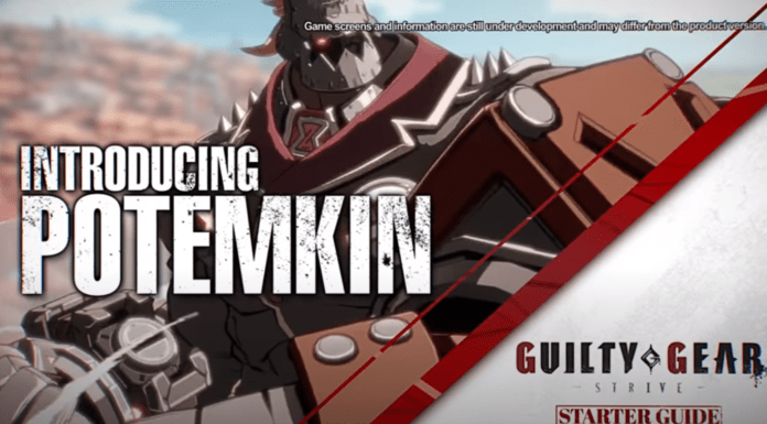 Le personnage de Guity Gear Strive Potemkin dans son tutoriel vidéo
