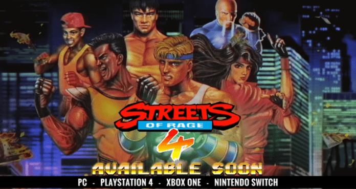 Les personnages rétro de Streets of Rage 4 derrière le logo