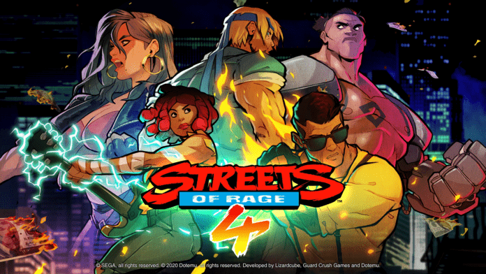 Le logo de Streets of Rage 4 avec tous les personnages pour son test