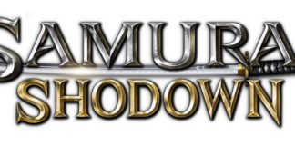 Le logo du jeu Samurai Shodown sur fond blanc