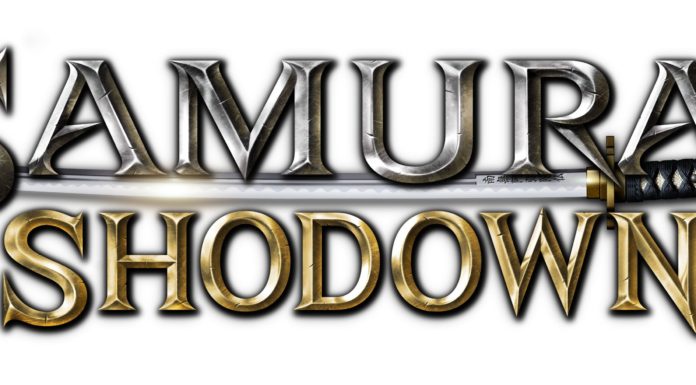 Le logo du jeu Samurai Shodown sur fond blanc