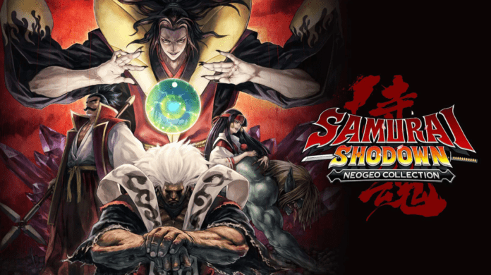 Le logo et les personnages de Samurai Shodown NEOGEO Collection disponible grauitement sur l'Epic Games Store