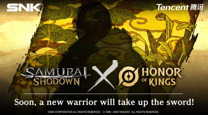 Samurai Shodown : Un nouveau personnage en provenance d’Honor of Kings en vue Une silhouette avec les logos de Samurai Shodown et Honor of Kings de chaque côté