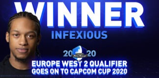 Le portrait du joueur britannique Infexious avec inscrit Winner au dessus à l'occasion du CPTO2020 en Europe de l'Ouest