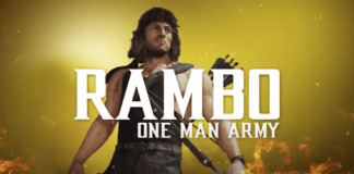 Le personnage DLC de MK11: Ultimate John Rambo avec en titre One Man Army