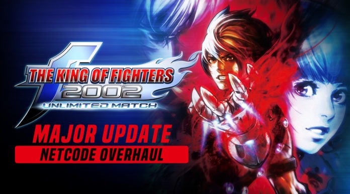 Le logo de the king of fighters 2002 unlimited match avec inscrit Major Update dessous