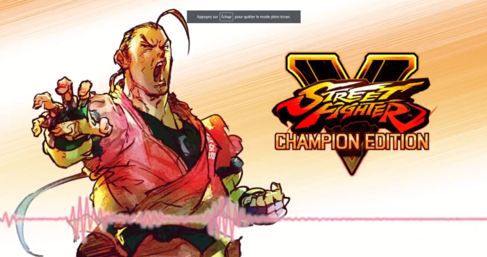 Le personnage en DLC de Street Fighter V Dan Hibiki derrière une ligne audio