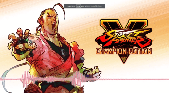 Le personnage en DLC de Street Fighter V Dan Hibiki derrière une ligne audio