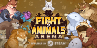 Le logo du jeu Steam Fight of Animals: Arena entouré des personnages
