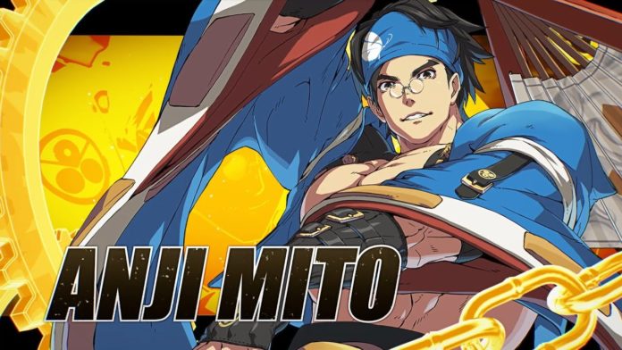 Le personnage Anji Mito de Guilty Gear en costume bleu