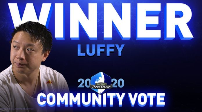 Le visage d'Olivier Hay alias Luffy avec les mots Winner et Community vote inscrits