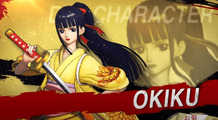 Le personnage en DLC de One Piece: Pirate Warriors 4 Okiku en kimono jaune